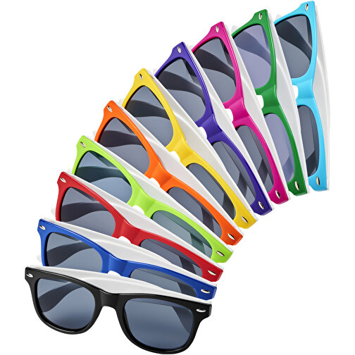 Sun Ray Sonnenbrille Mit Weißen Bügeln , schwarz, PC Kunststoff, 14,50cm x 5,00cm x 14,50cm (Länge x Höhe x Breite), Bild 5