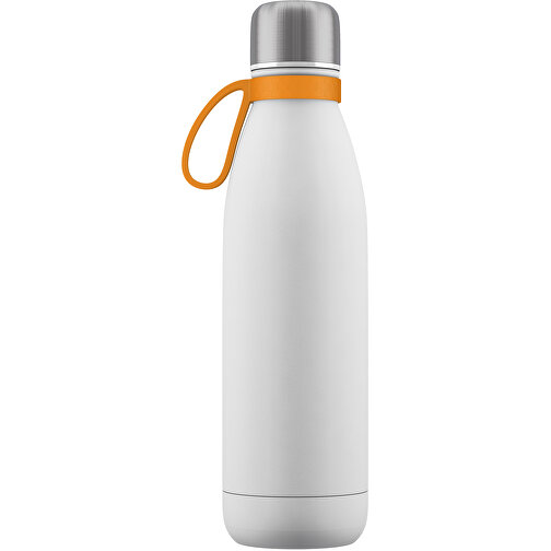 Thermoflasche RETUMBLER-NIZZA CORPORATE , Retumbler, weiß / orange, Edelstahl, Silikon, Kunststoff, 7,00cm x 2,65cm x 4,30cm (Länge x Höhe x Breite), Bild 1