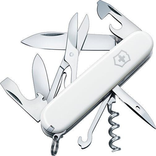 CLIMBER- Victorinox Schweizer Messer , Victorinox, weiß, hochlegierter, rostfreier Stahl, 9,10cm x 1,70cm x 2,70cm (Länge x Höhe x Breite), Bild 2