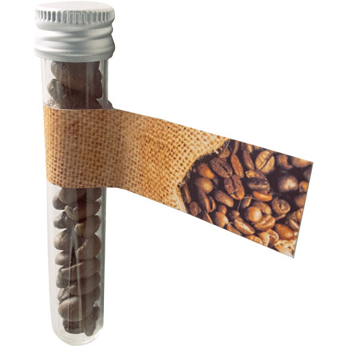 Reagenzglas Kaffee , braun, Glas, Kaffeebohnen, Metall, Papier, 10,00cm (Höhe), Bild 1