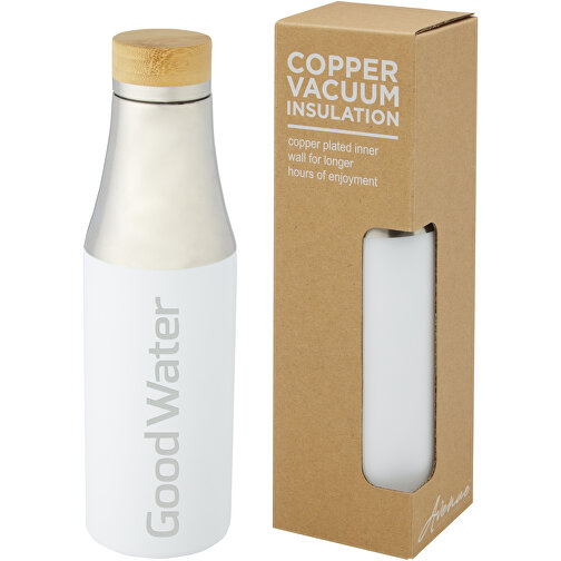 Hulan 540 Ml Kupfer-Vakuum Isolierflasche Mit Bambusdeckel , weiß, Edelstahl, Bambusholz, 24,70cm (Höhe), Bild 3