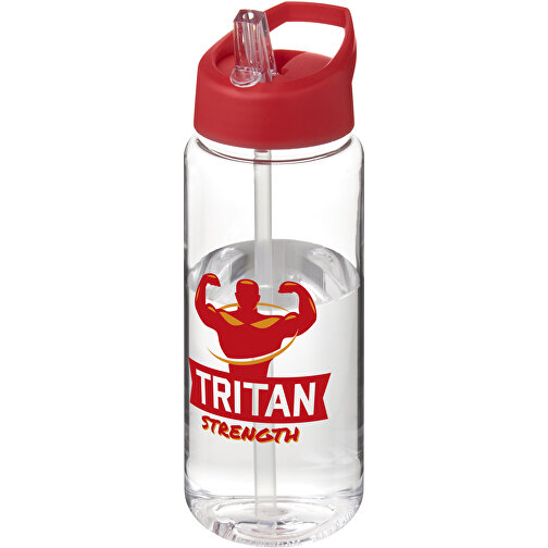 H2O Active® Octave Tritan™ 600 Ml Sportflasche Mit Ausgussdeckel , Green Concept, transparent klar / rot, Eastman Tritan™, 19,20cm (Höhe), Bild 2