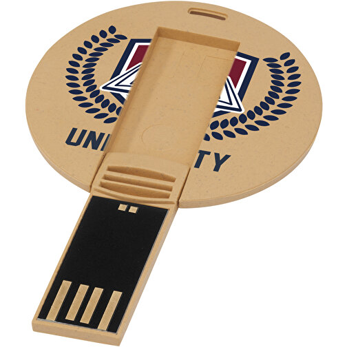 Runder Ausklappbarer USB Stick , kraftpapier MB , 1 GB , Getreide Kunststoff MB , 0,30cm (Höhe), Bild 2