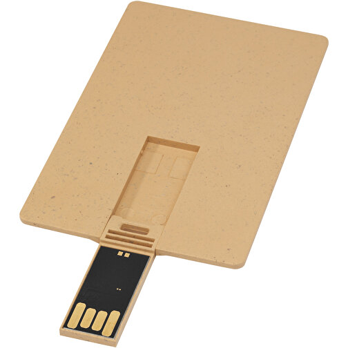 Rechteckiger, Ausklappbarer USB-Stick In Kreditkarten-Format , Kraftpapier MB , 32 GB , Getreide Kunststoff MB , 8,30cm x 0,30cm x 5,20cm (Länge x Höhe x Breite), Bild 1