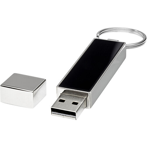 Rechteckiger Light Up USB Stick , weiß / schwarz / silber MB , 32 GB , Zink Legierung, Kunststoff MB , 6,80cm x 0,90cm x 1,70cm (Länge x Höhe x Breite), Bild 1