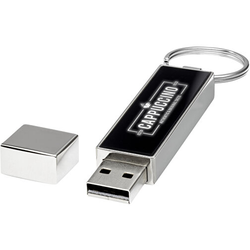 Rechteckiger Light Up USB Stick , weiss / schwarz / silber MB , 8 GB , Zink Legierung, Kunststoff MB , 6,80cm x 0,90cm x 1,70cm (Länge x Höhe x Breite), Bild 2