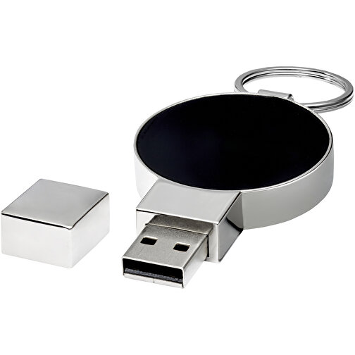 Runder Light Up USB Stick , schwarz / silber / weiß MB , 65 GB , Zink Legierung, Kunststoff MB , 6,90cm x 0,90cm x 3,80cm (Länge x Höhe x Breite), Bild 1