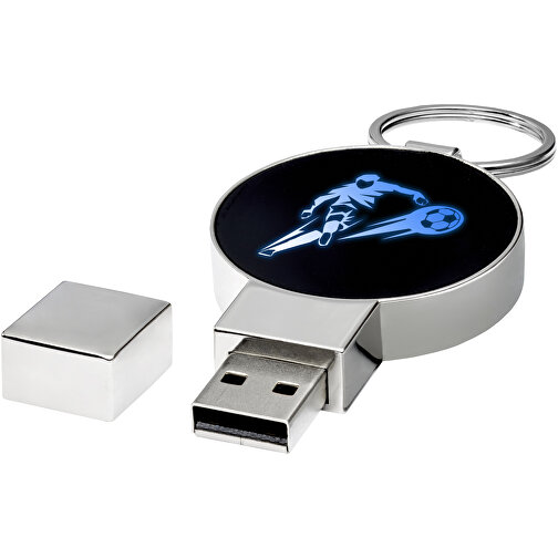 Runder Light Up USB Stick , blau / schwarz / silber MB , 4 GB , Zink Legierung, Kunststoff MB , 6,90cm x 0,90cm x 3,80cm (Länge x Höhe x Breite), Bild 2