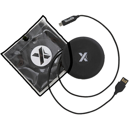 SCX.design C18 Travel Ladekabel Mit Leuchtlogo , schwarz / weiß, ABS Kunststoff, Recycelter PET Kunststoff, 100,00cm x 1,90cm (Länge x Höhe), Bild 3