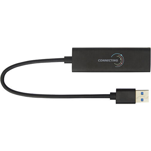 ADAPT USB 3.0-Hub Aus Aluminium , schwarz, Aluminium, ABS Kunststoff, 7,10cm x 1,80cm x 2,30cm (Länge x Höhe x Breite), Bild 2