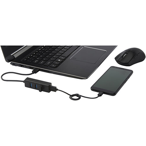 ADAPT USB 3.0-Hub Aus Aluminium , schwarz, Aluminium, ABS Kunststoff, 7,10cm x 1,80cm x 2,30cm (Länge x Höhe x Breite), Bild 7
