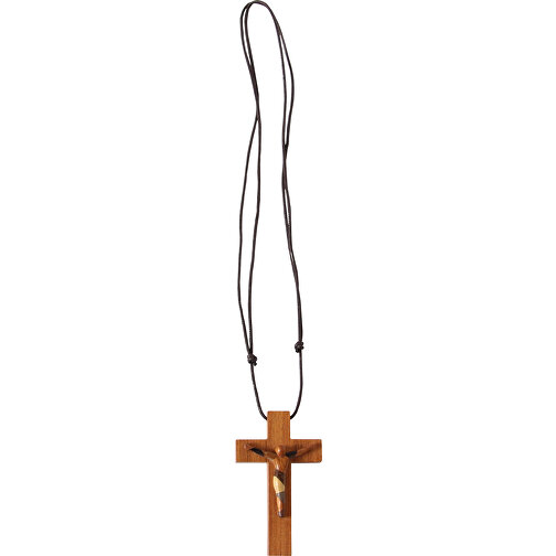 Croce in legno pregiato piccola con cinturino in pelle, Immagine 1