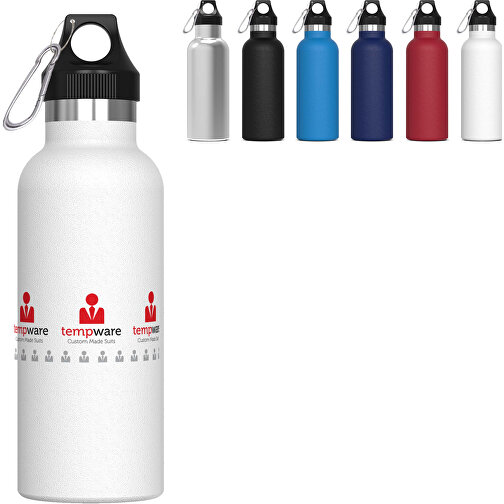Isolierflasche Lennox 500ml , weiß, Edelstahl & PP, 21,80cm (Höhe), Bild 2