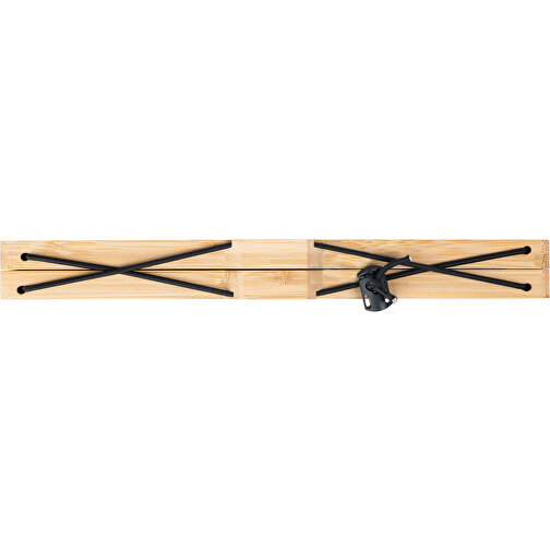 Praktisk bambus-skærebræt med to knive til at have med på farten, Billede 2