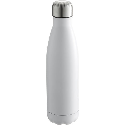 Weisse Edelstahl-Trinkflasche 0,5 L Mit Doppelwandiger Vakuum-Isolierung , weiss, Edelstahl doppelwandig, ABS, Silikon, 18,30cm x 6,70cm x 14,30cm (Länge x Höhe x Breite), Bild 1