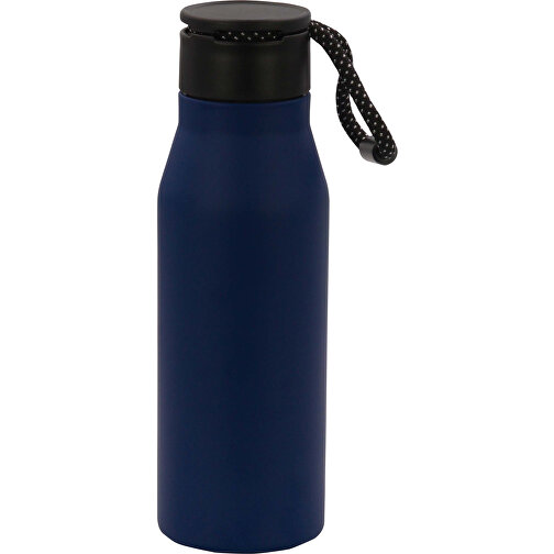 Isolierflasche Mit Trageschlaufe 600ml , dunkelblau, Edelstahl & PP, 23,00cm (Höhe), Bild 1