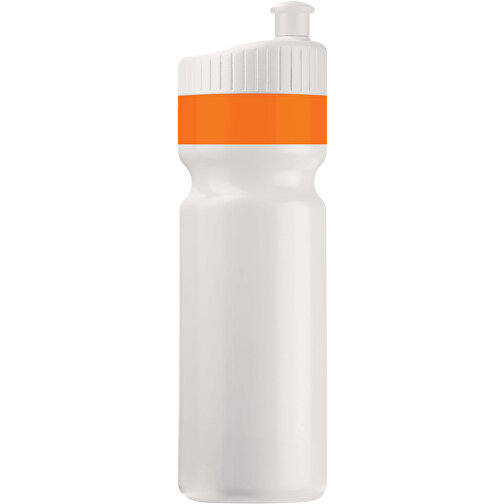 Sportflasche Mit Rand 750ml , weiss / orange, LDPE & PP, 25,00cm (Höhe), Bild 1