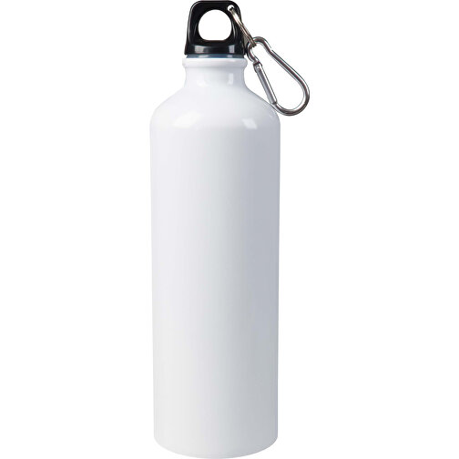 Aluminium Wasserflasche Mit Karabiner 750ml , weiss, PP & Aluminium, 25,00cm (Höhe), Bild 1