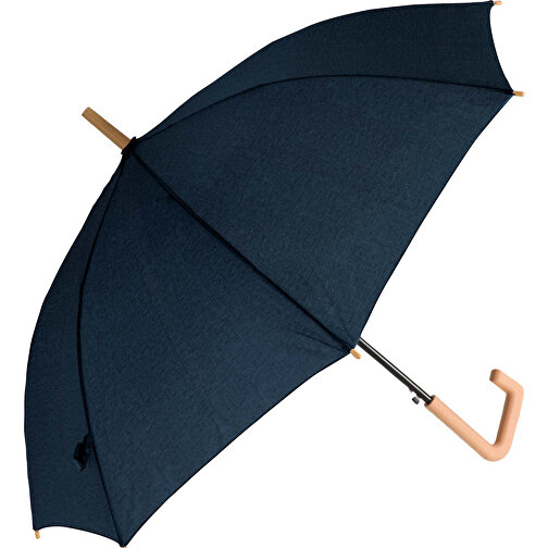 23” Regenschirm Aus R-PET-Material Mit Automatiköffnung , dunkelblau, R-PET & wood, 58,00cm x 4,00cm x 11,50cm (Länge x Höhe x Breite), Bild 1
