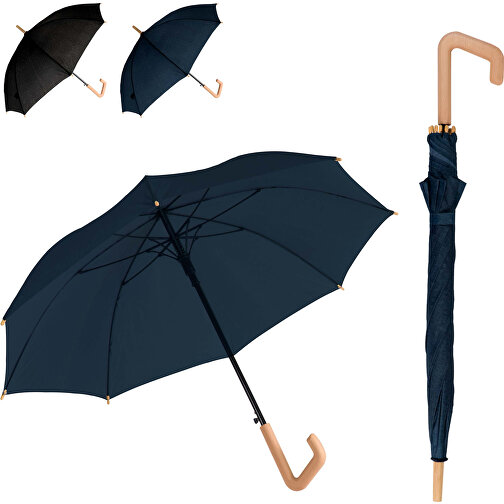 23” Regenschirm Aus R-PET-Material Mit Automatiköffnung , dunkelblau, R-PET & wood, 58,00cm x 4,00cm x 11,50cm (Länge x Höhe x Breite), Bild 2