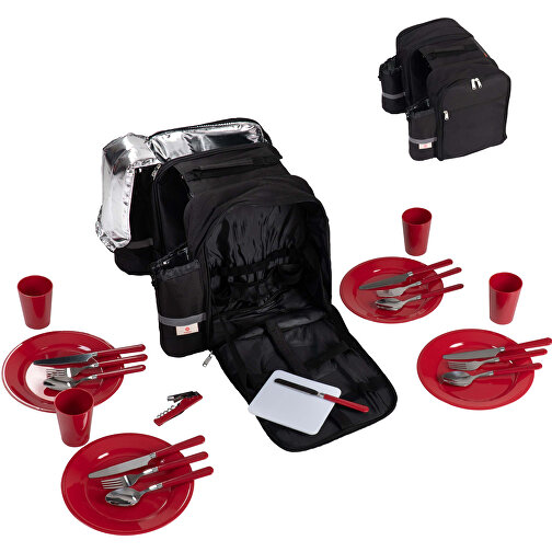 Doppel-Picknick-Fahrradtasche , schwarz, PolJater, 40,00cm x 32,00cm x 14,00cm (Länge x Höhe x Breite), Bild 5