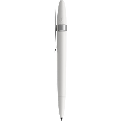 Prodir DS5 TSM Twist Kugelschreiber , Prodir, weiß-Silber satiniert, Kunststoff/Metall, 14,30cm x 1,50cm (Länge x Breite), Bild 2