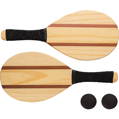 Frescobol Tennis-Set Aus Holz , braun, Holz, 45,00cm x 1,10cm x 21,00cm (Länge x Höhe x Breite), Bild 1