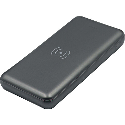 Powerbank „Elite“ Inkl. Wireless-Charger, 5W, 8.000mAh , gun metal - dark, ABS, 13,90cm x 1,70cm x 6,80cm (Länge x Höhe x Breite), Bild 1