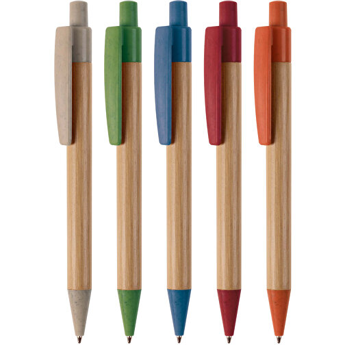 Kugelschreiber Bambus Mit Weizenstroh Elementen , grau, Bamboo & Wheatstraw, 14,00cm (Länge), Bild 4