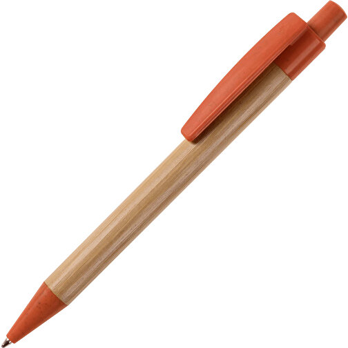 Kugelschreiber Bambus Mit Weizenstroh Elementen , orange, Bamboo & Wheatstraw, 14,00cm (Länge), Bild 2