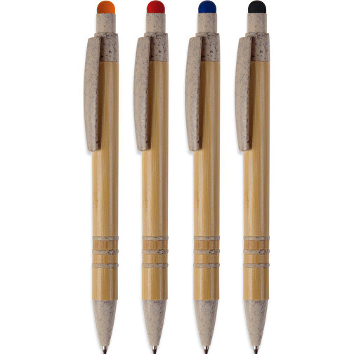 Kugelschreiber Bambus Mit Touchpen Und Weizenstroh Elementen , beige / schwarz, Bamboo & Wheatstraw, 14,50cm (Länge), Bild 5