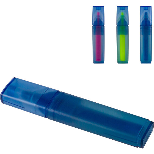 Textmarker Aus R-PET-Material , blau / blau, R-PET, 11,80cm x 1,20cm x 2,40cm (Länge x Höhe x Breite), Bild 3
