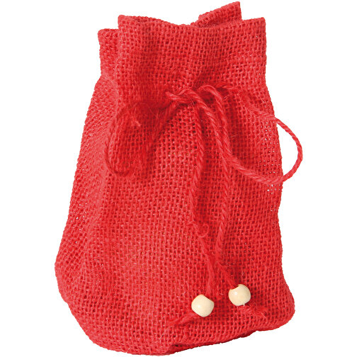 Jutepose med bund, stor, rød, Billede 1
