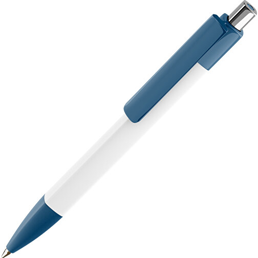 Prodir DS4 PMM Push Kugelschreiber , Prodir, sodalithblau/weiss/silber poliert, Kunststoff, 14,10cm x 1,40cm (Länge x Breite), Bild 1