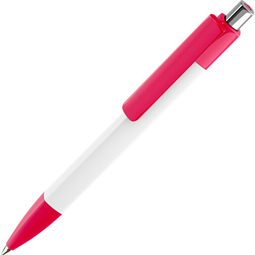 Prodir DS4 PMM Push Kugelschreiber , Prodir, rot/weiß/silber poliert, Kunststoff, 14,10cm x 1,40cm (Länge x Breite), Bild 1
