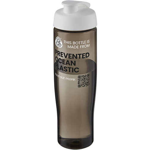 H2O Active® Eco Tempo 700 Ml Sportflasche Mit Klappdeckel , weiß / kohle, PCR Kunststoff, PP Kunststoff, 23,70cm (Höhe), Bild 2