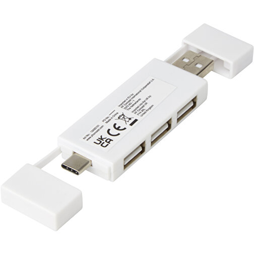 Mulan Doppelter USB 2.0-Hub , weiß, ABS Kunststoff, 9,00cm x 0,90cm x 2,00cm (Länge x Höhe x Breite), Bild 5