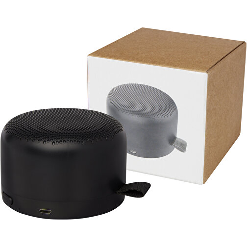 Loop 5W Bluetooth Lautsprecher Aus Recyceltem Kunststoff , schwarz, Recycelter Kunststoff, 8,00cm x 5,50cm x 8,00cm (Länge x Höhe x Breite), Bild 1