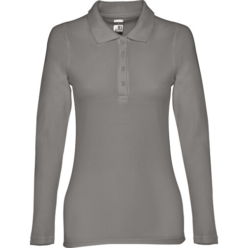 THC BERN WOMEN. Damen Langarm-Poloshirt , grau, 100% Baumwolle, S, 62,00cm x 40,00cm (Länge x Breite), Bild 1
