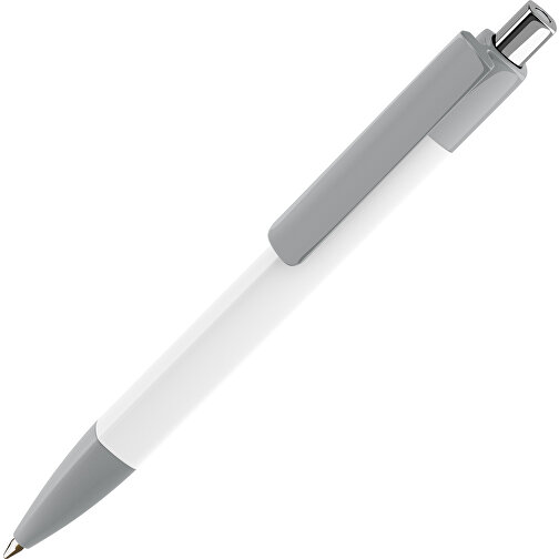 Prodir DS4 PMM Push Kugelschreiber , Prodir, grau/weiß/silber poliert, Kunststoff, 14,10cm x 1,40cm (Länge x Breite), Bild 1