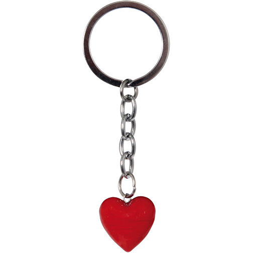 Nyckelring rött glas hjärta, Bild 1