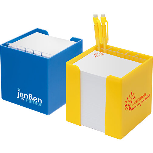 Zettelbox 'Alpha' Mit Köcher , orange, PS+PAP, 10,00cm x 10,00cm x 10,00cm (Länge x Höhe x Breite), Bild 2