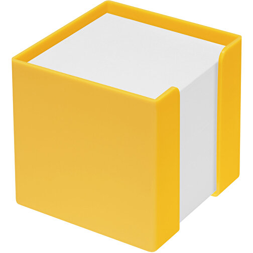 Zettelbox 'Alpha' , gelb, PS+PAP, 10,00cm x 10,00cm x 10,00cm (Länge x Höhe x Breite), Bild 1