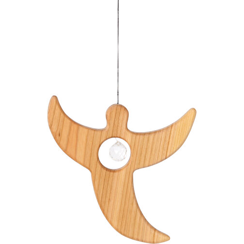 Ángel colgante de madera grande con cristal, Imagen 1