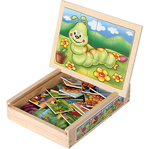 Jeu de puzzles magnétiques (4) Animaux de jardin dans boîte en bois, Image 2