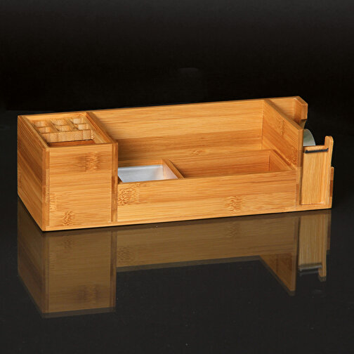 Soporte de escritorio L con dispensador de cinta adhesiva bambú/aluminio, Imagen 3