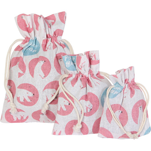 Set de 3 sacs en coton Design Polar Bear avec cordon de serrage, Image 1