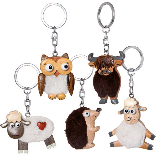 Porte-clés Animal avec yeux en paillettes et fourrure en peluche, Image 2