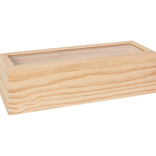 Caja de madera con tapa de cristal 36x11x11 cm, Imagen 1