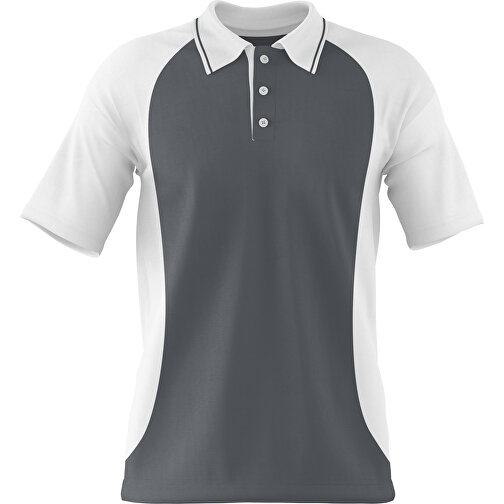 Poloshirt Individuell Gestaltbar , dunkelgrau / weiss, 200gsm Poly/Cotton Pique, XS, 60,00cm x 40,00cm (Höhe x Breite), Bild 1